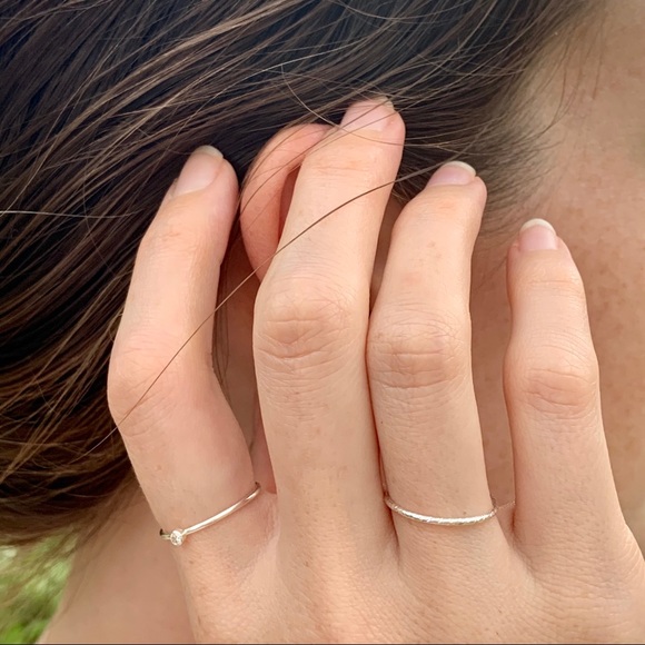 Sterling Silver Minimalist CZ Stacking Ring - Picture 7 of 8